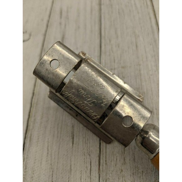 A&J Wood Handle 7" Knife Sharpener Pull Through Vintage - Picture 3 of 7